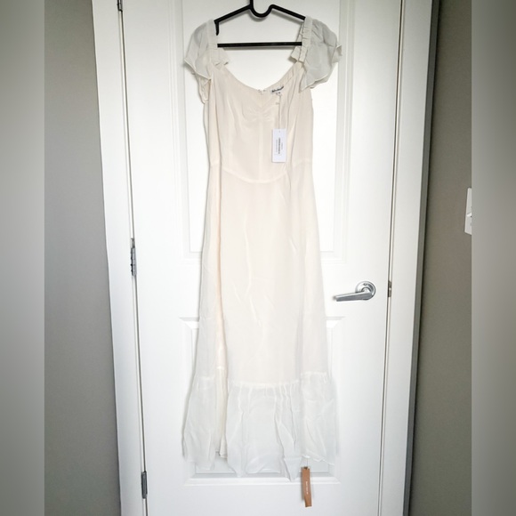 NEW NWT Reformation Butterfly Dress Ivory Off-Shoulder Midi Size 10 NWT - Picture 6 of 11